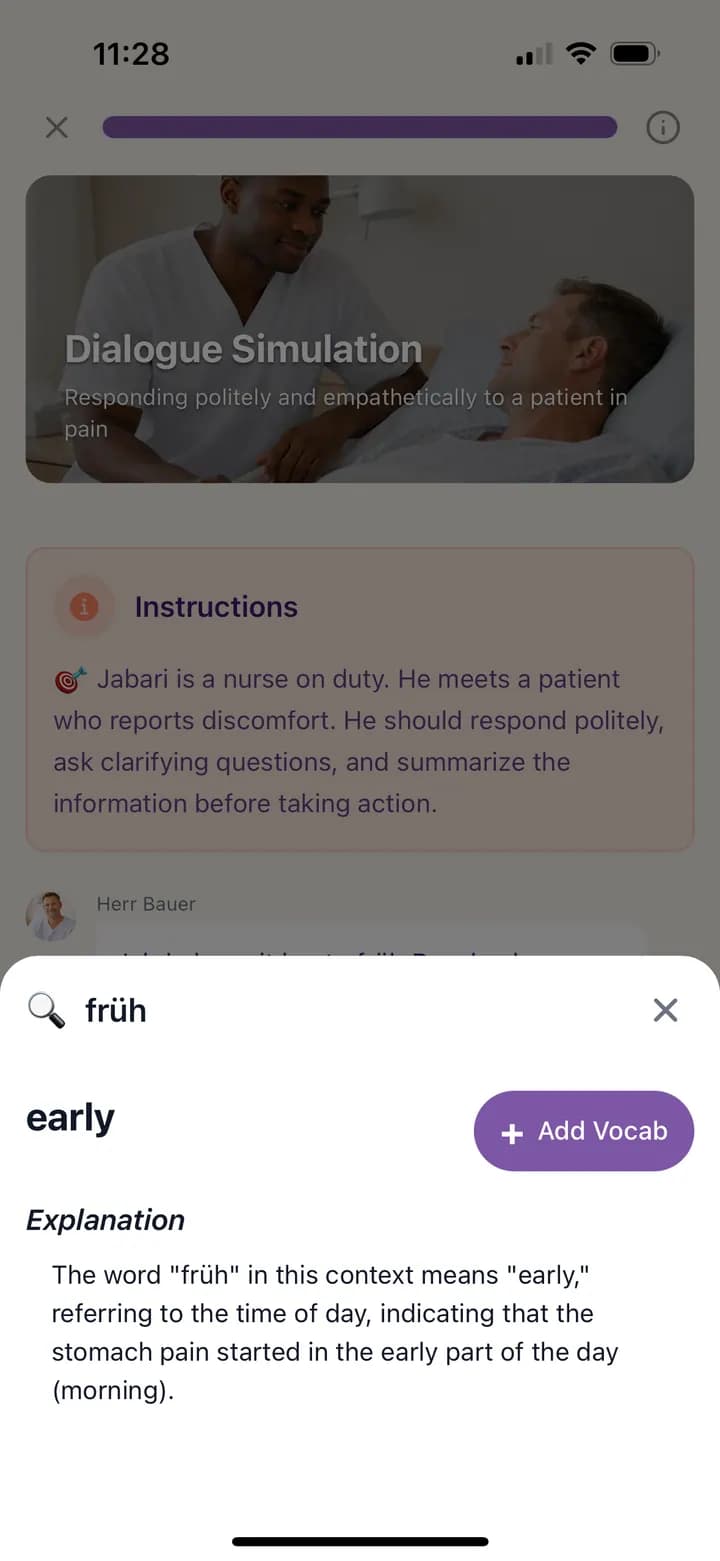 Fluedy App — Deutsche Vokabeln erklärt in deiner Muttersprache